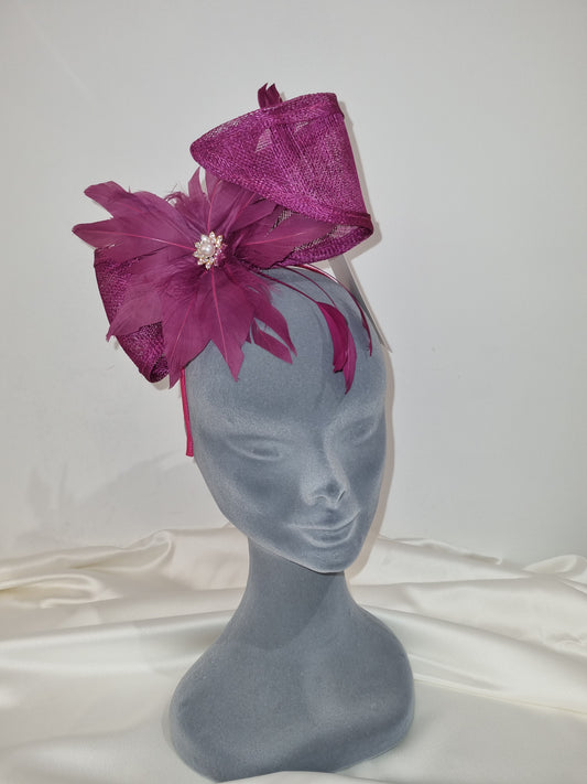 Fuchsia Feather & Diamante Fascinator