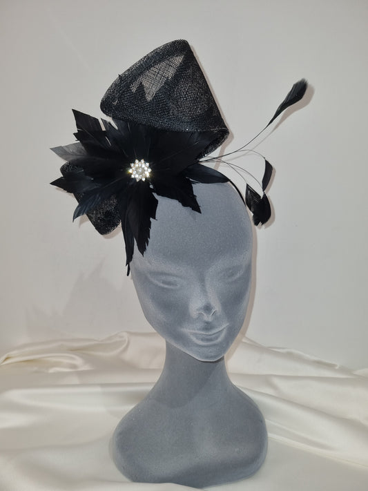 Black Feather & Diamante Fascinator