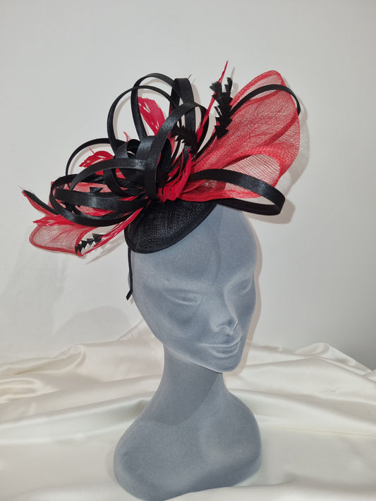 Red & Black Fascinator