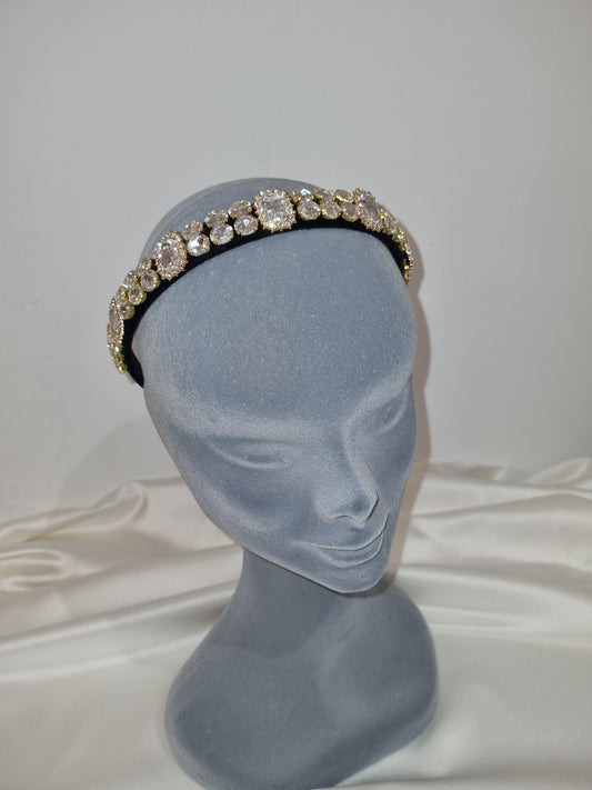 Black & Gold Crystal Headband