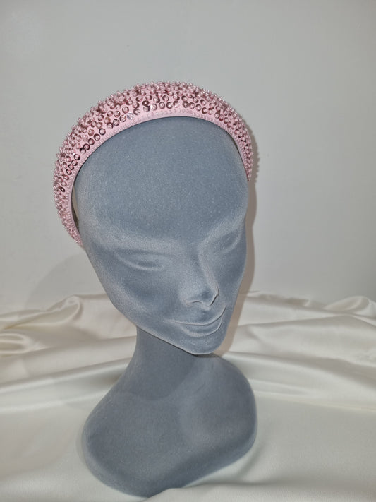 Pink Headband with Crystals