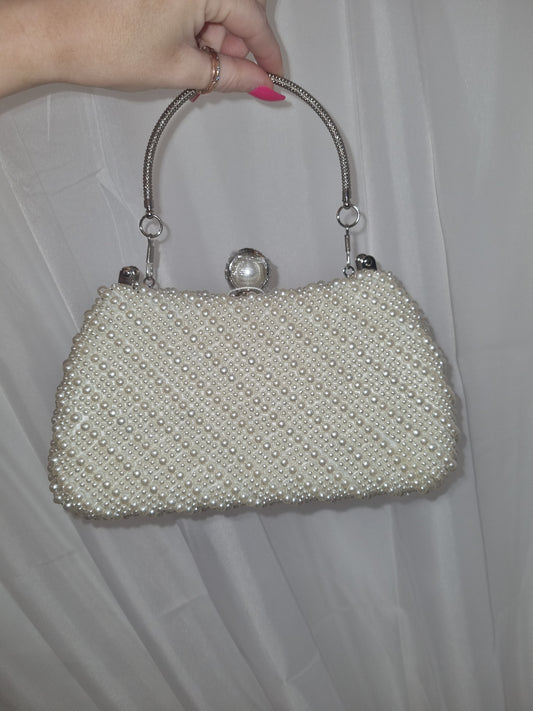 Pearl bag with silver clasp