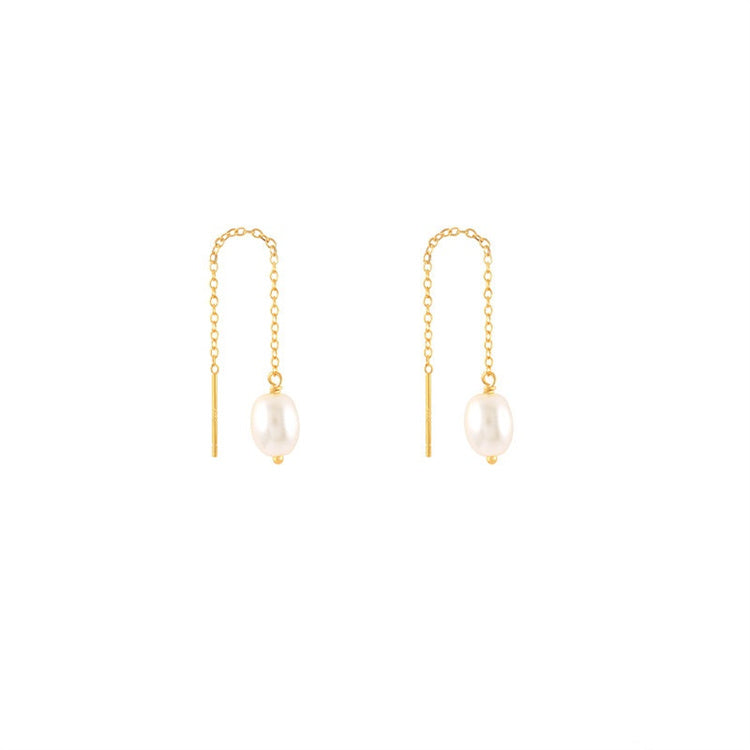 GT Pearl Threader Earrings Gold