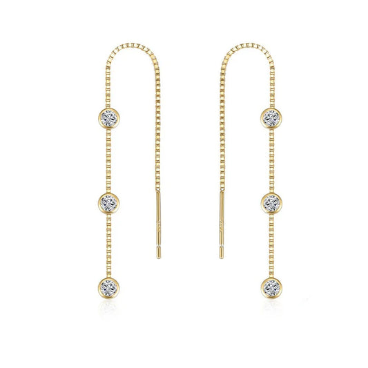 GT Waterfall Threader Gold Earrings