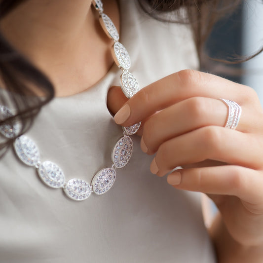 Newbridge Silverware Necklace with Clear Stones