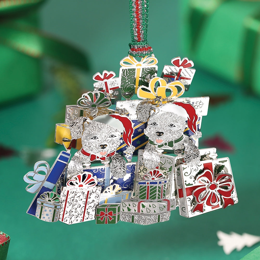 Newbridge Silverware Puppies with Gifts Christmas Tree Decoration