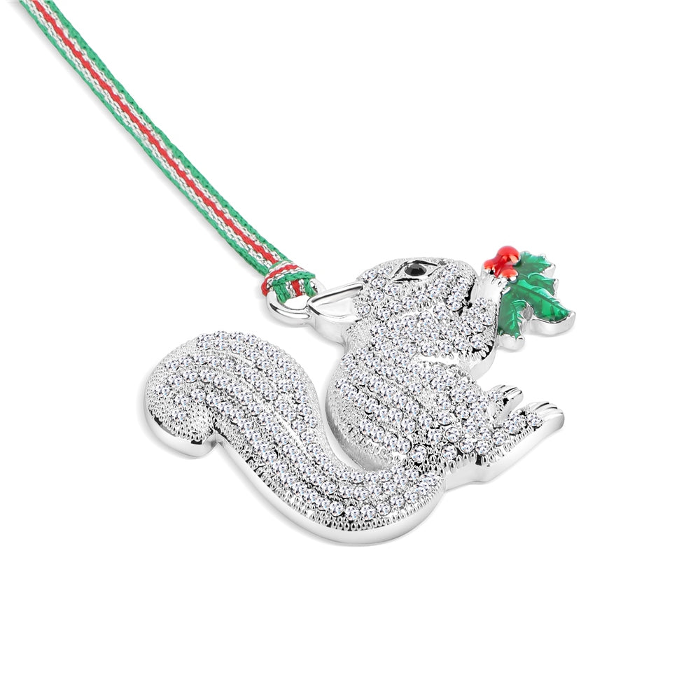 Newbridge Silverware Squirrel with Holly Christmas Tree Decoration