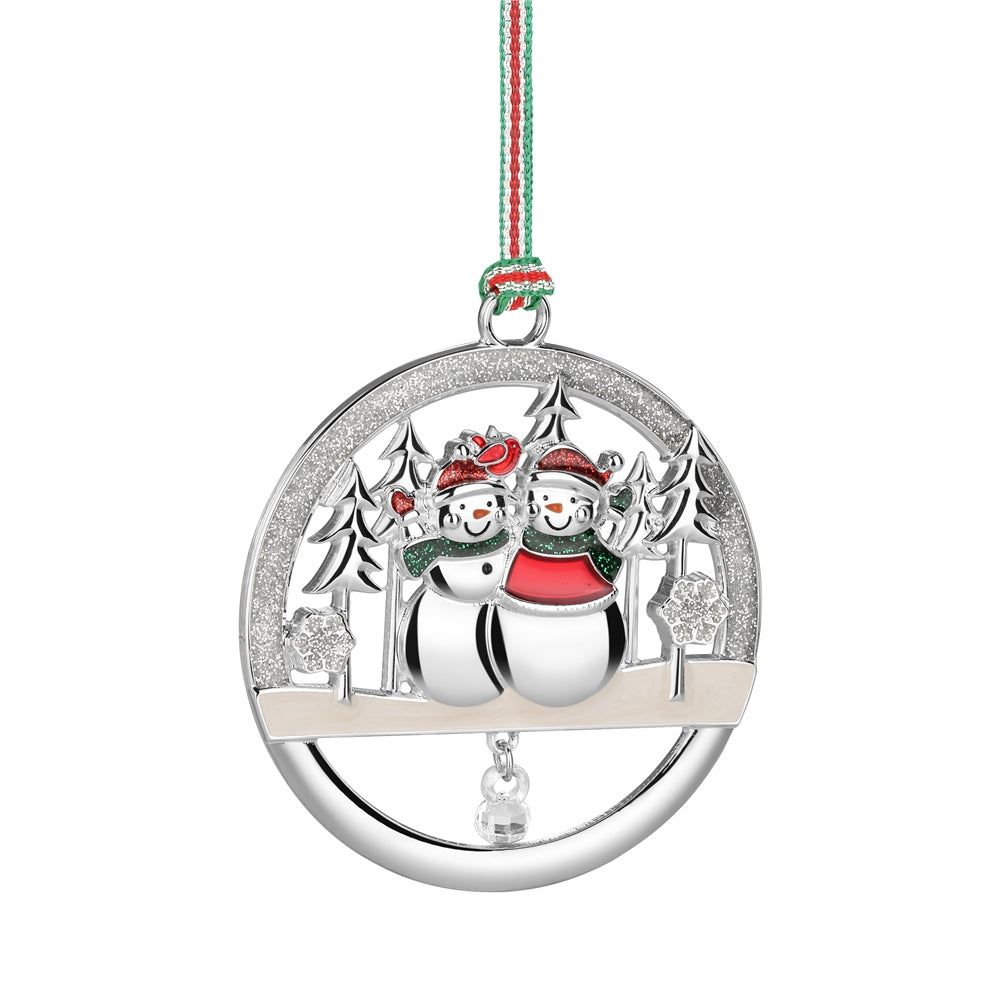 Newbridge Silverware Snowman Couple Round Christmas Tree Decoration