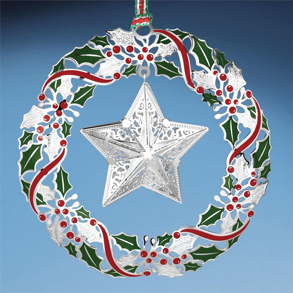 Newbridge Silverware Wreath with Star Christmas Decoration