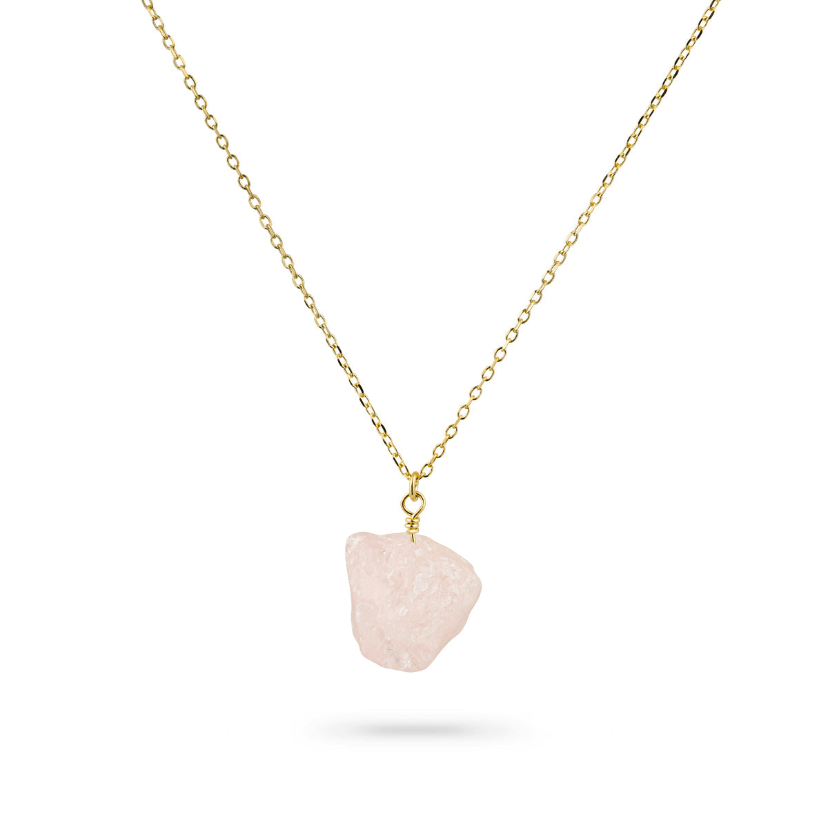 GT Rose Quartz Pebble Pendant Gold