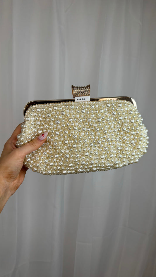 Pearl Bag in Gold Frame with rectangle clasp