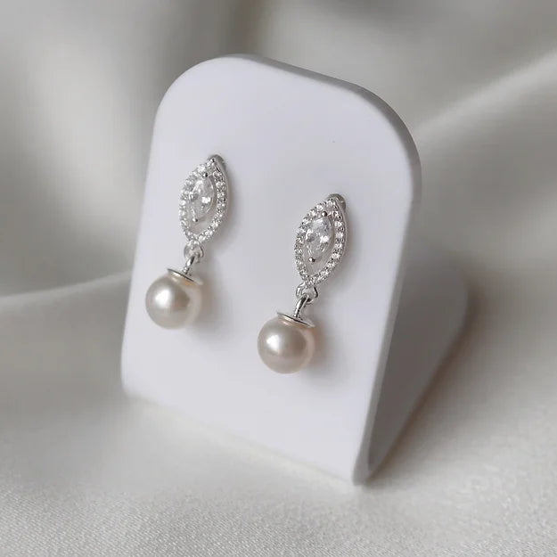 Deborah K Ophelia Pearl & Crystal Earrings in Silver