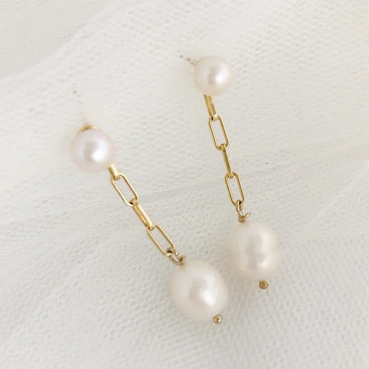 Deborah K Sophia Pearl & Gold Drop Earrings