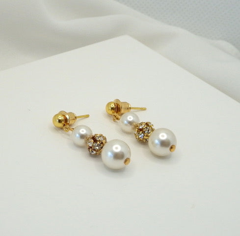 Azure Havana Pearl Crystal & Gold Earrings