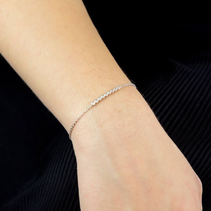 Sterling Silver Millegrain Edge Cubic Zirconia Braclet GKO