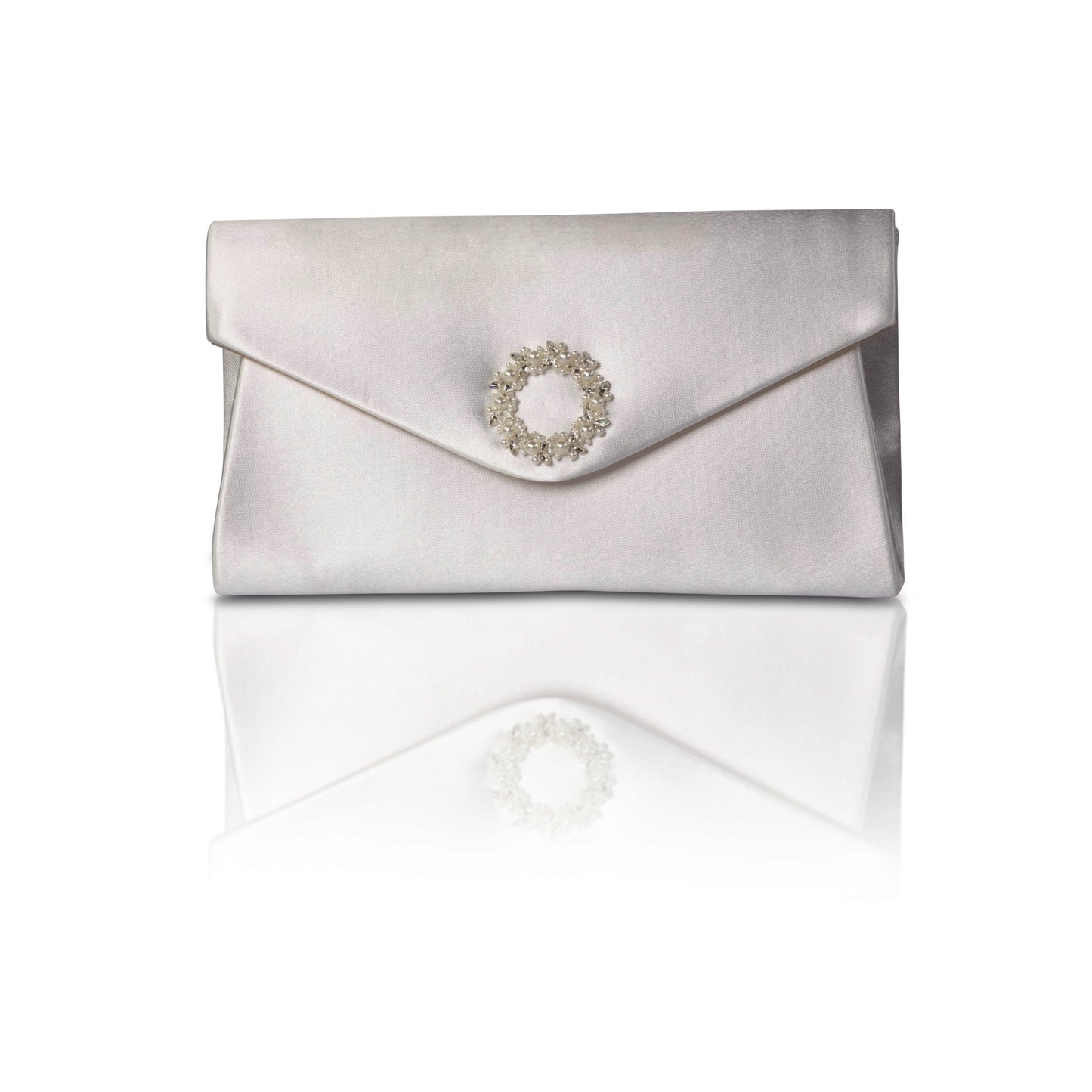 Bridget Dyeable Satin Clutch Bag with Crystal and Pearl