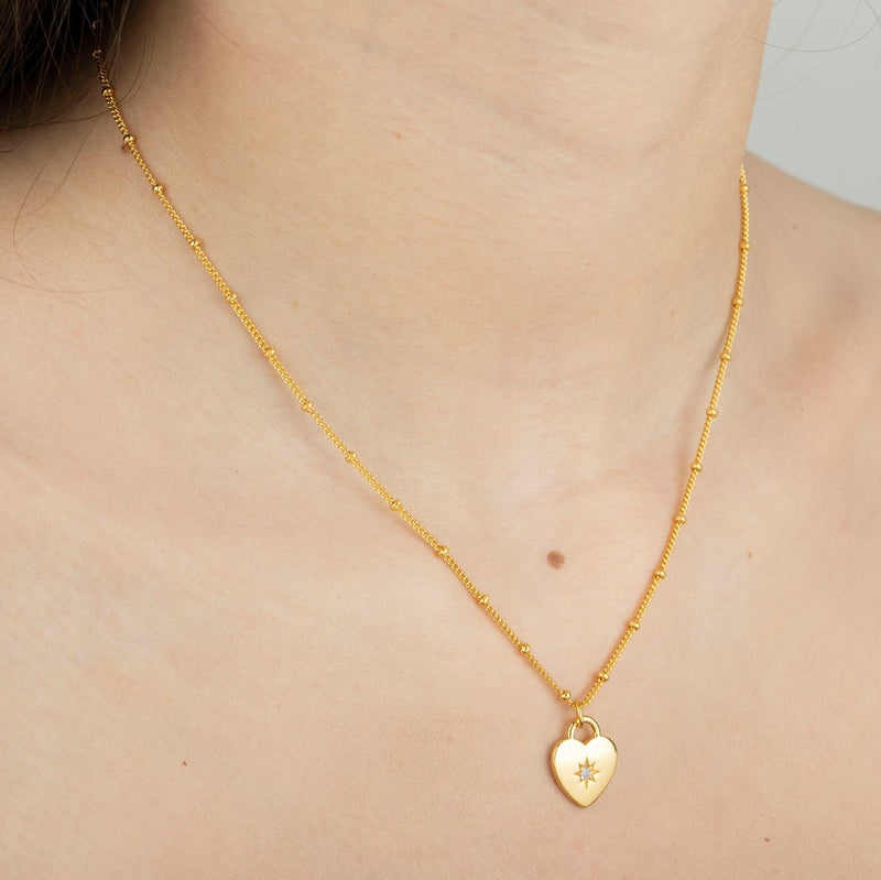 GT Starburst Heart Gold Pendant