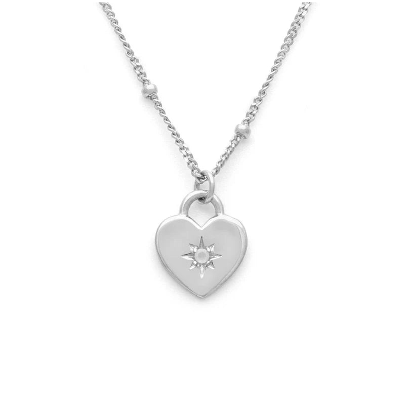 GT Starburst Heart Silver Pendant