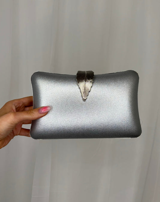 Silver Clutch with Feather Clasp