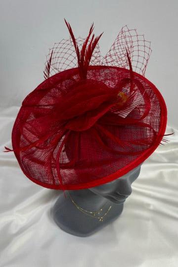 Red Fascinator with Netting