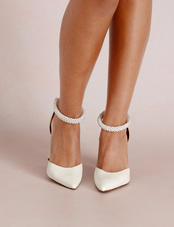 Charlotte Mills London with Pearl Strap Bridal Shoes