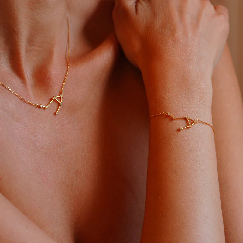 GT Libra Zodiac Constellation Gold Necklace