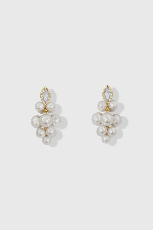 Jade Oi Luella 18K Gold Crystal Pearl Cluster Earrings