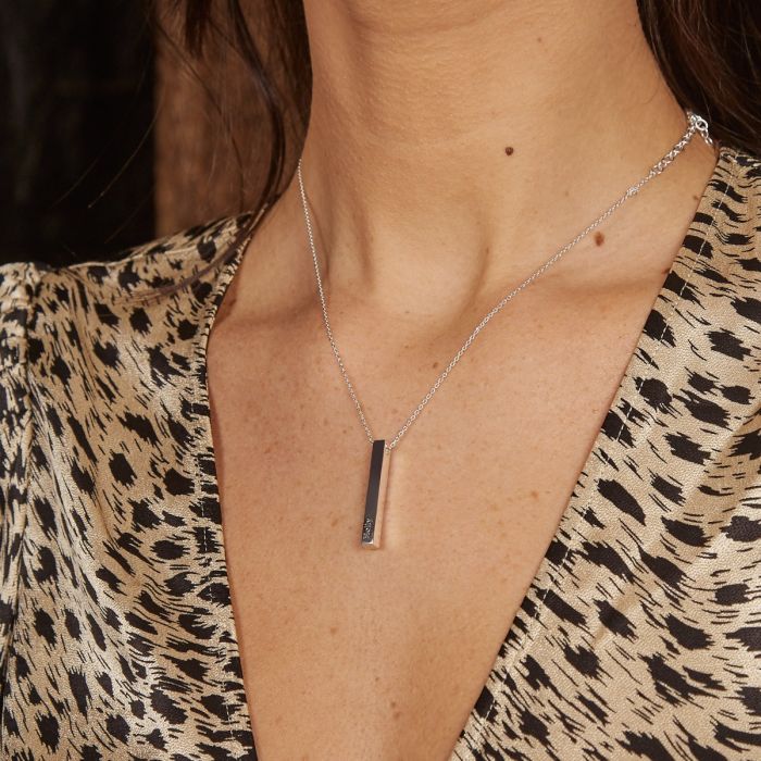 Sterling Silver Engravable Vertical Bar Neckace GKO