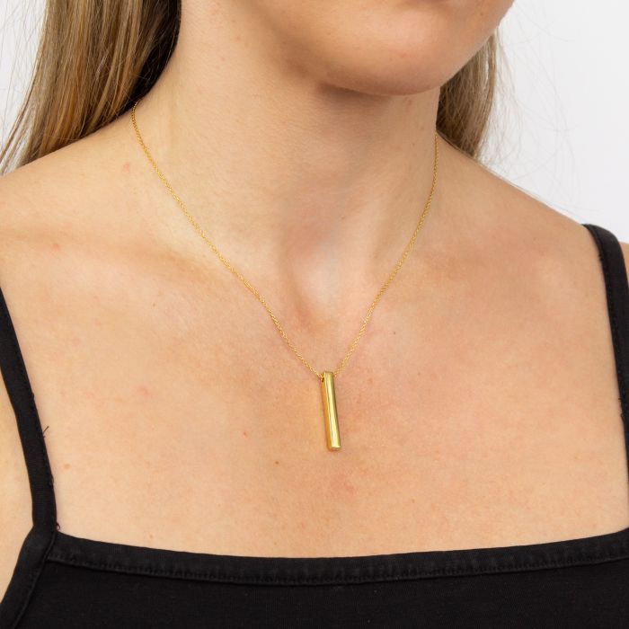 Gold Engravable 4-side Vertical Bar Necklace GKO