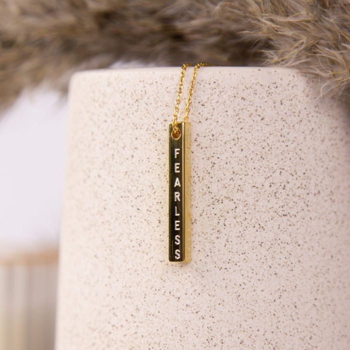 Gold Engravable 4-side Vertical Bar Necklace GKO