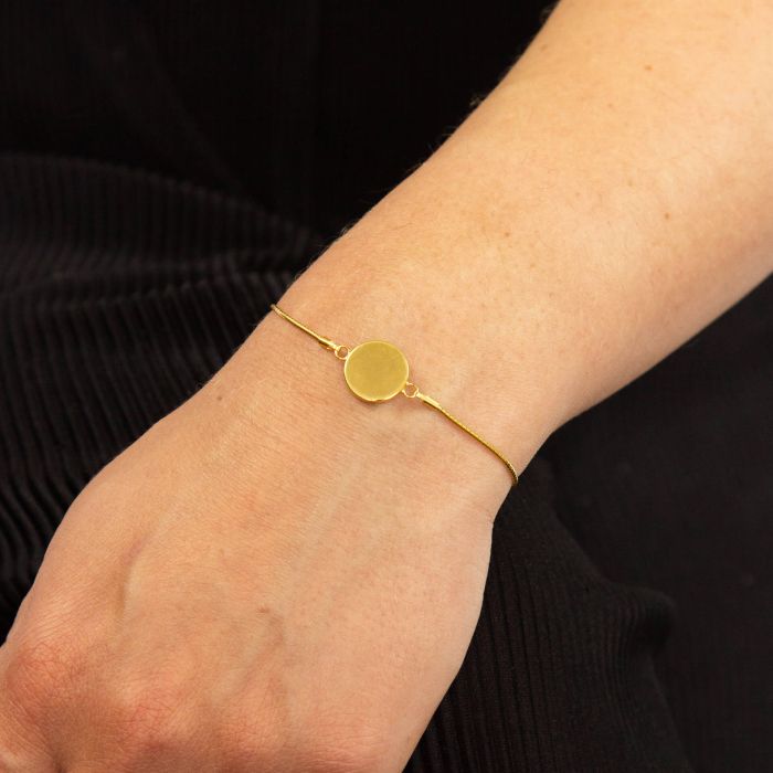 Gold Engravable Disk Toggle Bracelet GKO