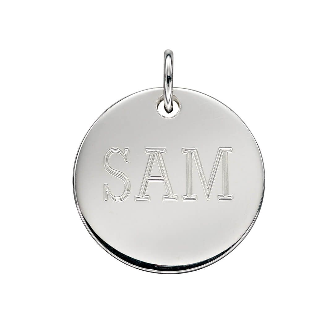 Large 18mm Sterling Silver Engravable Pendant and Chain GKO