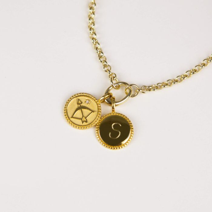 Gold Engravable Milgrain Pendant and Chain GKO