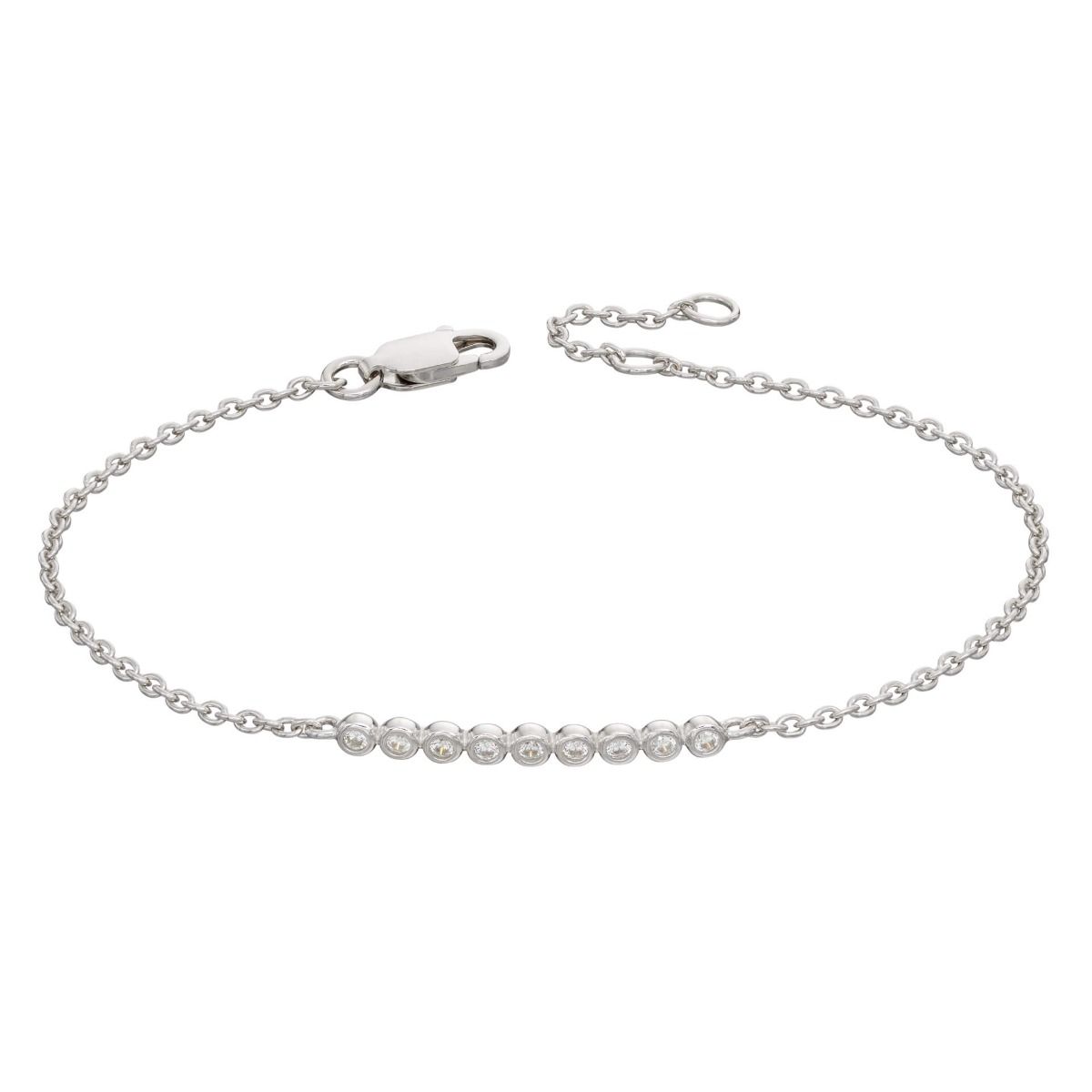 Sterling Silver Millegrain Edge Cubic Zirconia Braclet GKO