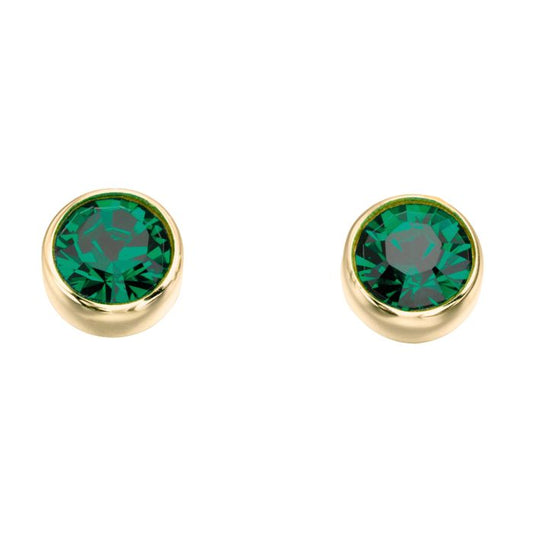 GKO Crystal Birthstone Earrings in Gold Emerald (May)