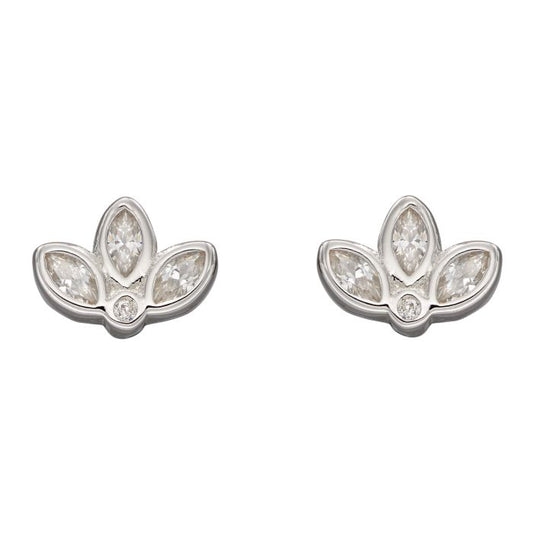 Sterling Silver Lotus Flower Stud Earrings GKO