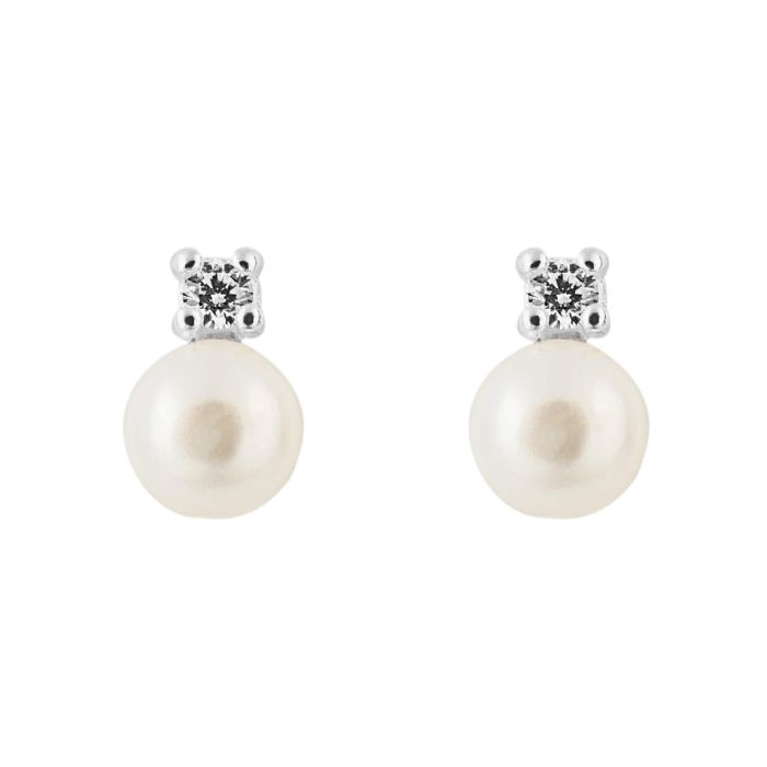 Pearl and Cubic Zirconia Stud Earrings GKO