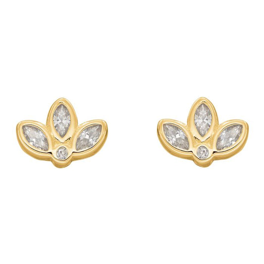 Gold Lotus Flower Stud Earrings GKO