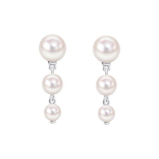 GT Three Drop Freshwater Pearl Earrings