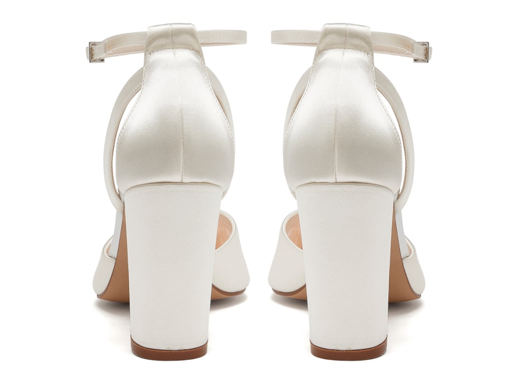 Rainbow Club Eve Ivory Block Heel Strappy Wedding Shoes