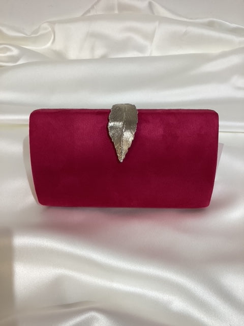 Red Clutch with Silver Feather Clasp