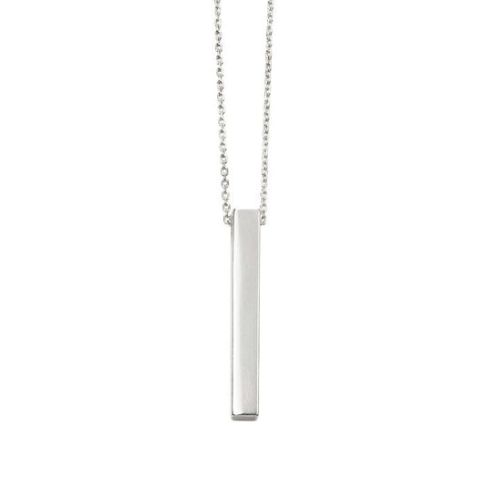 Sterling Silver Engravable Vertical Bar Neckace GKO