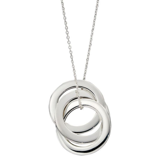 Sterling Silver Engravable Triple Interlinked Circle Necklace GKO