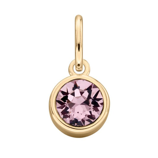 GKO Crystal Birthstone Charm incl Chain  Light Amethyst (June)