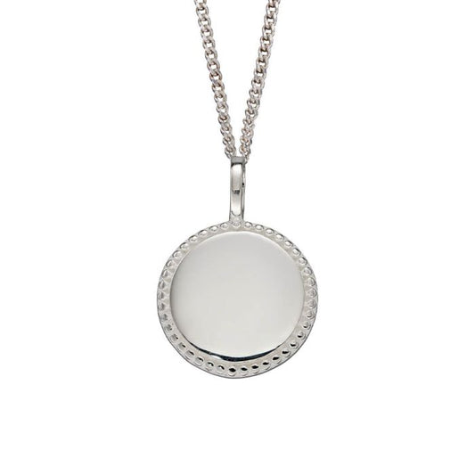 Sterling Silver Engravable Milgrain Pendant and Chain GKO