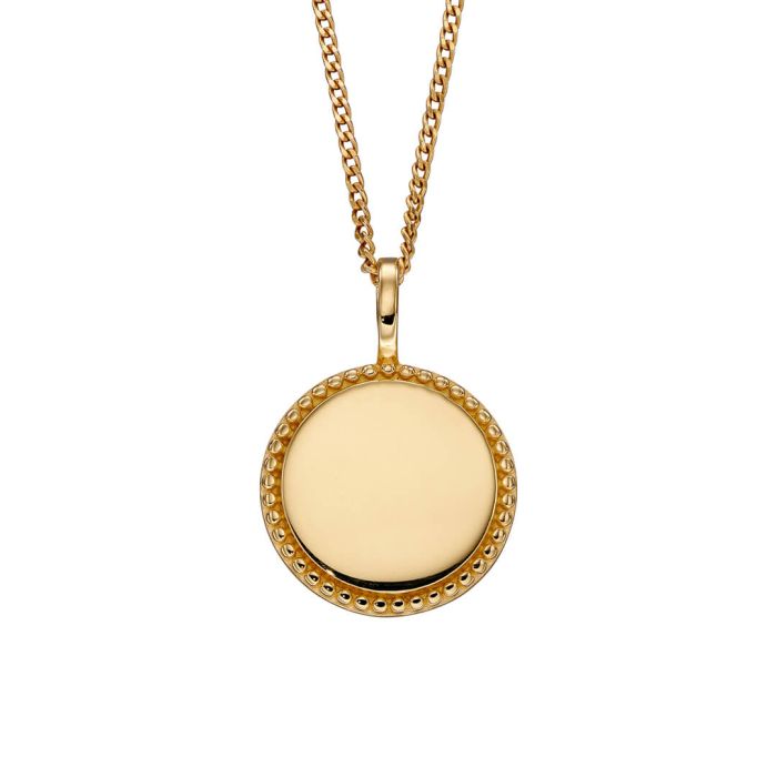 Gold Engravable Milgrain Pendant and Chain GKO