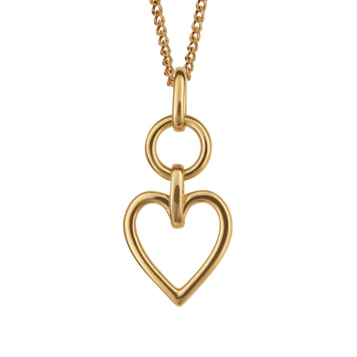 Gold Open heart Drop Pendant and Chain GKO