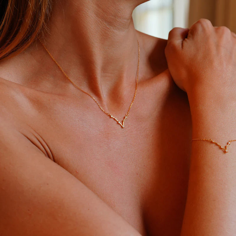 GT Pisces Zodiac Constellation Gold Necklace