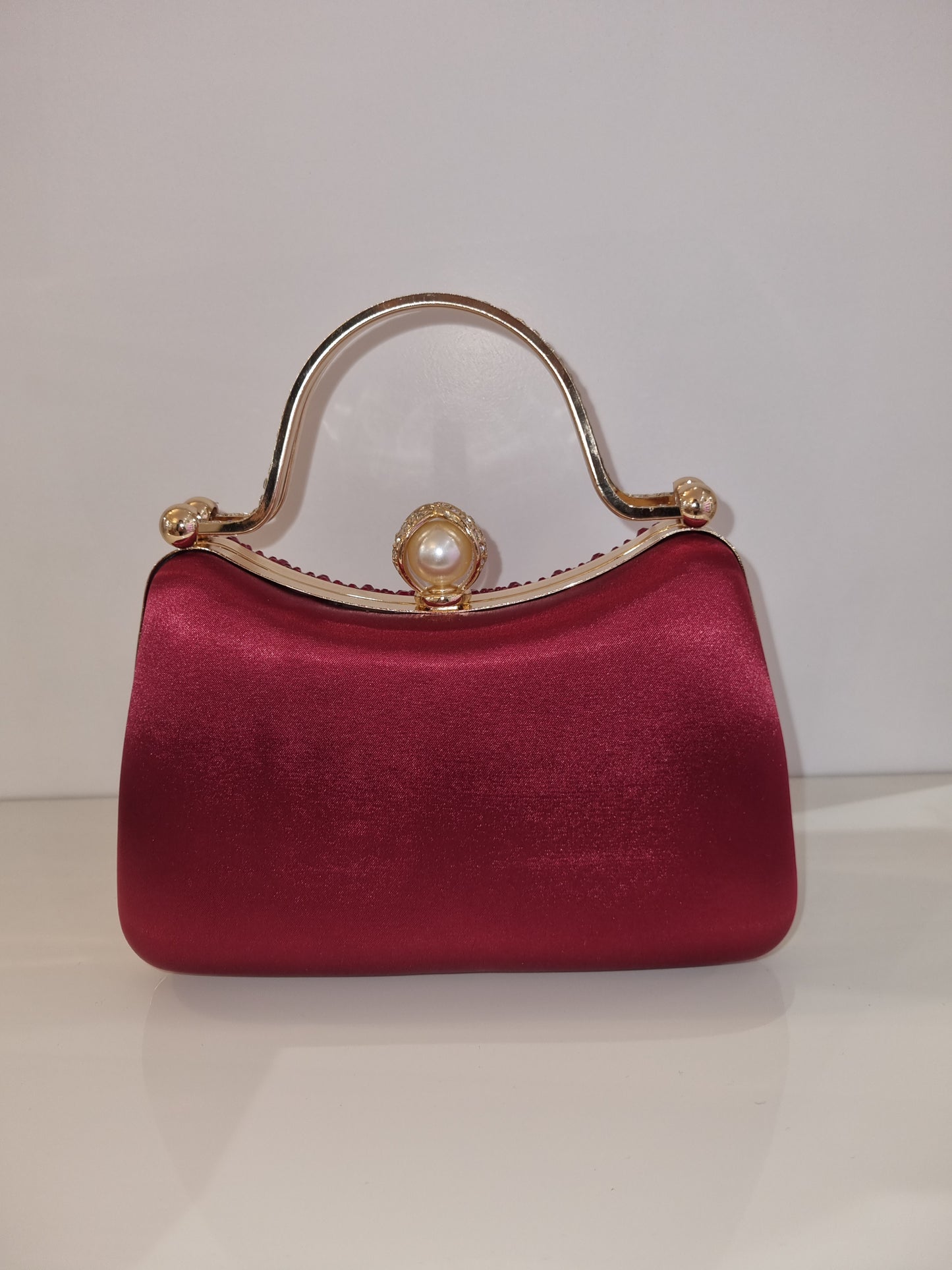 Diamante Handbag in Dark Red