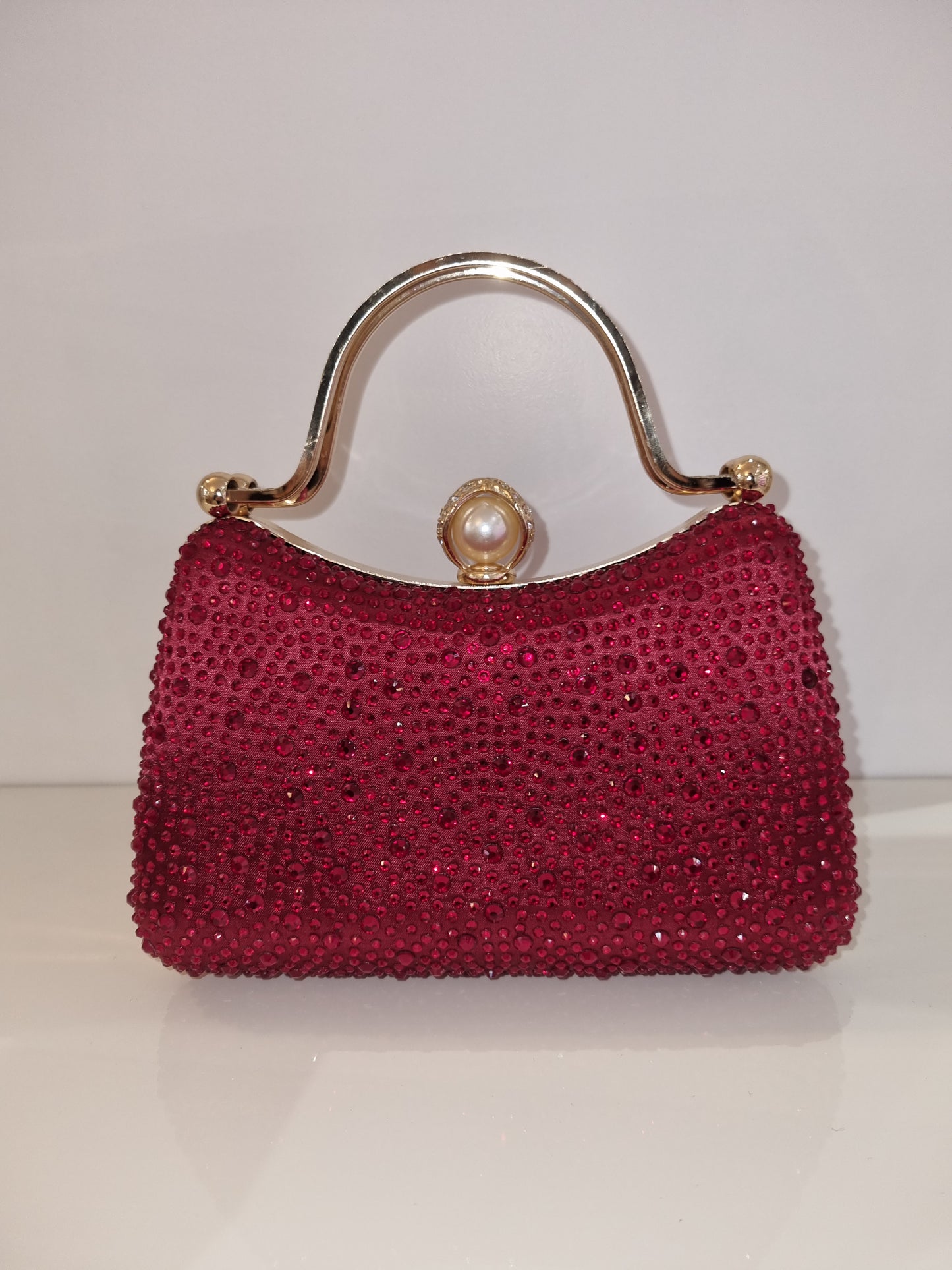 Diamante Handbag in Dark Red